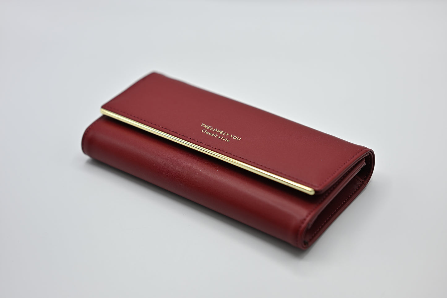 The Lovely You Burgundy Long Wallet with Gold Trim