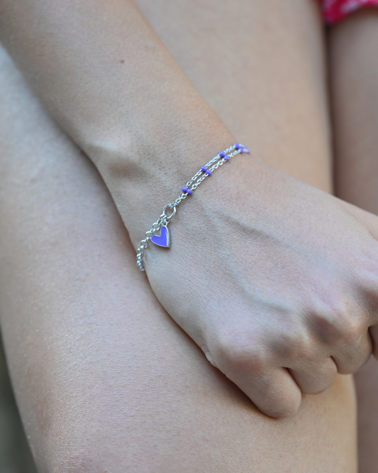 Violet Heart Charm Bracelet