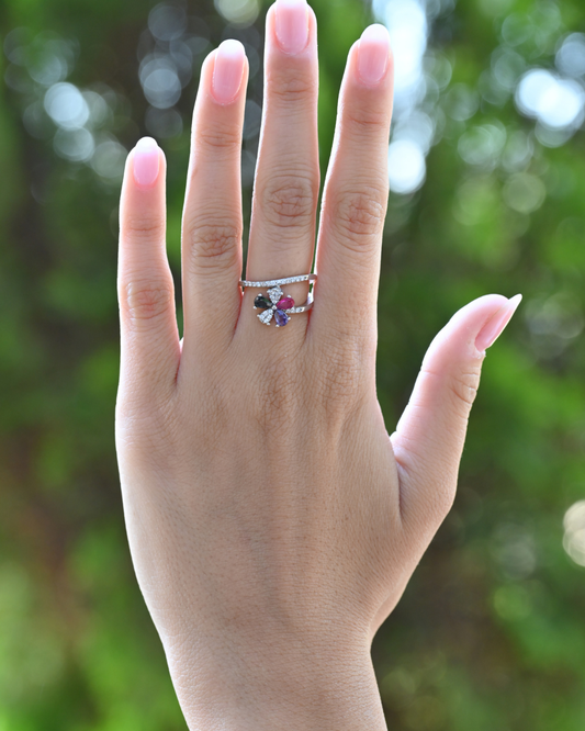 Gemstone Clover Ring