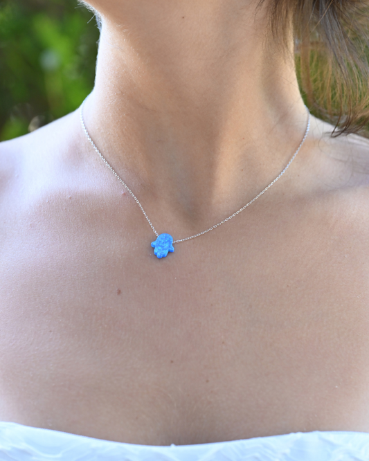 Blue Opal Hamsa Necklace