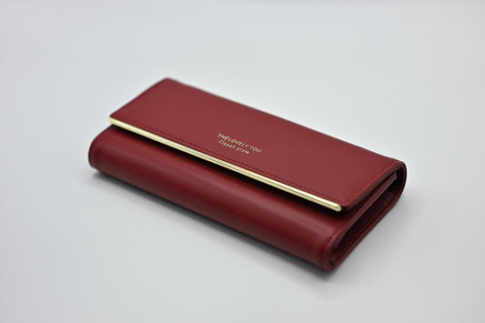The Lovely You Burgundy Long Wallet with Gold Trim