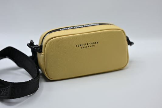 Forever Young Mustard Yellow Crossbody Bag with Black Strap