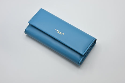 Blue Leather Long Wallet – Diam & Co Firenze